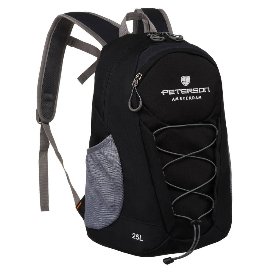 Leichter, schwarzer Wanderrucksack mit Brustgurt – Peterson