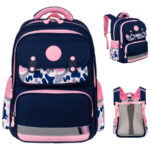 Praktischer Rucksack aus Polyester in Marineblau-Rosa auf ergonomischen Schultergurten – Peterson
