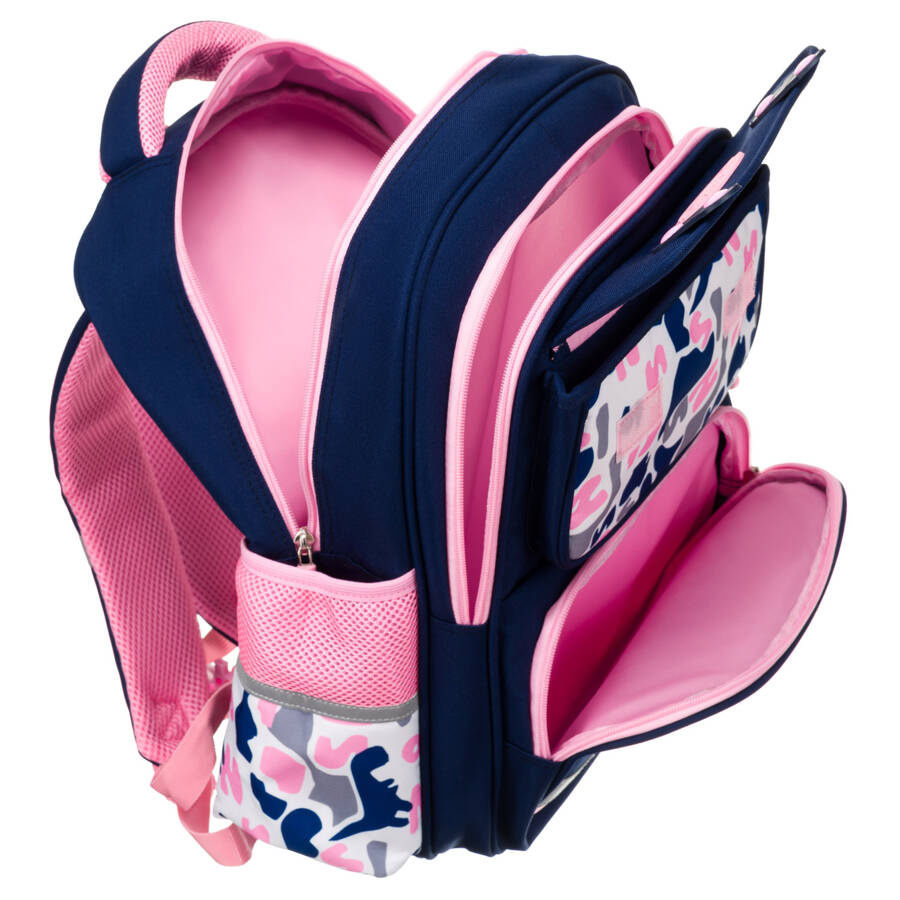 Praktischer Rucksack aus Polyester in Marineblau-Rosa auf ergonomischen Schultergurten – Peterson – Bild 6