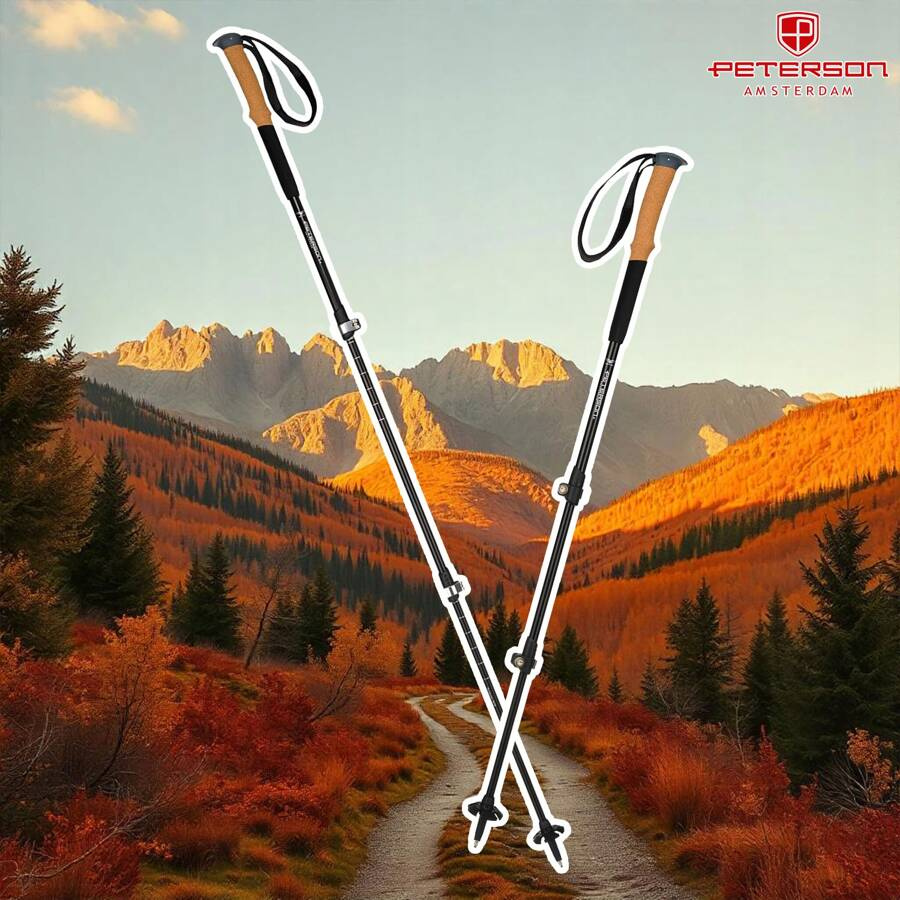 Verstellbare, schwarze Trekkingstöcke aus Aluminium - Peterson – Bild 8