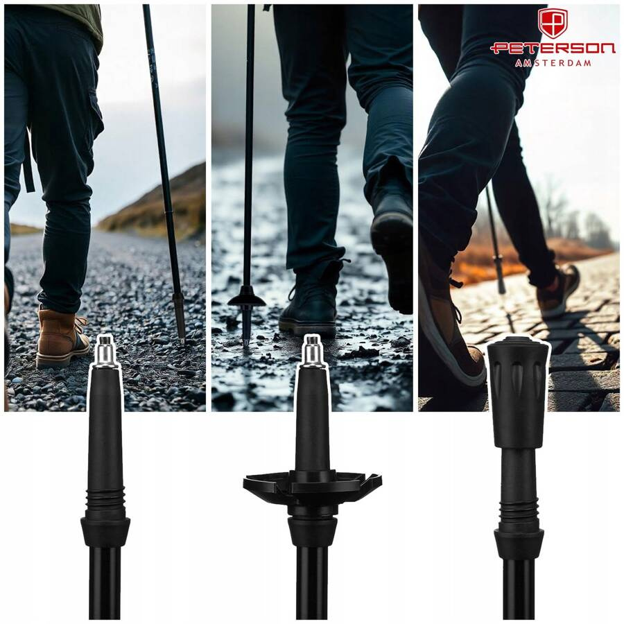 Verstellbare, schwarze Trekkingstöcke aus Aluminium - Peterson – Bild 6