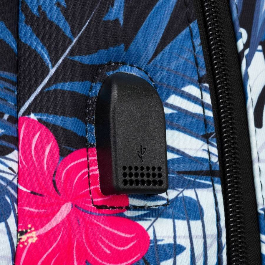 Polyesterrucksack mit Pflanzenmuster und großer Fronttasche – Peterson – Bild 9