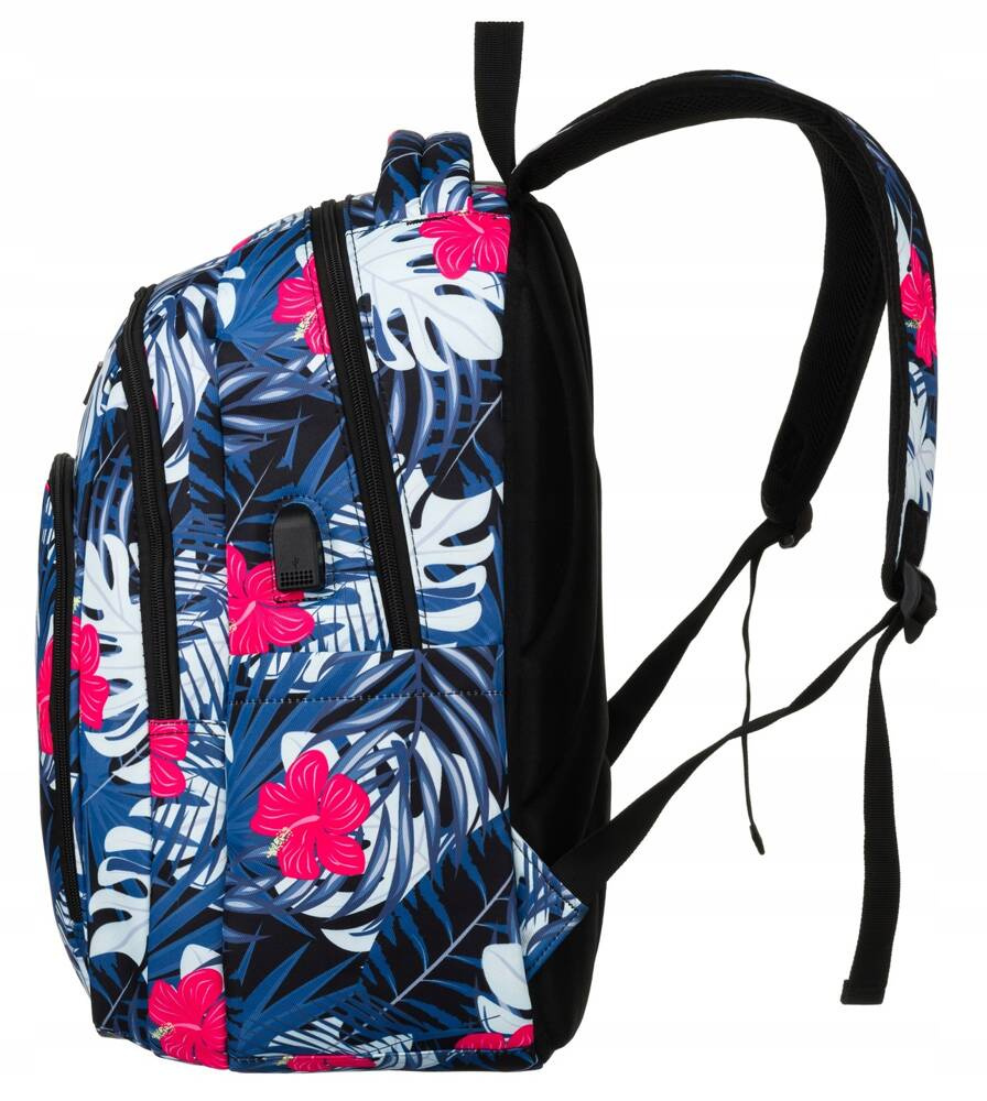 Polyesterrucksack mit Pflanzenmuster und großer Fronttasche – Peterson – Bild 3