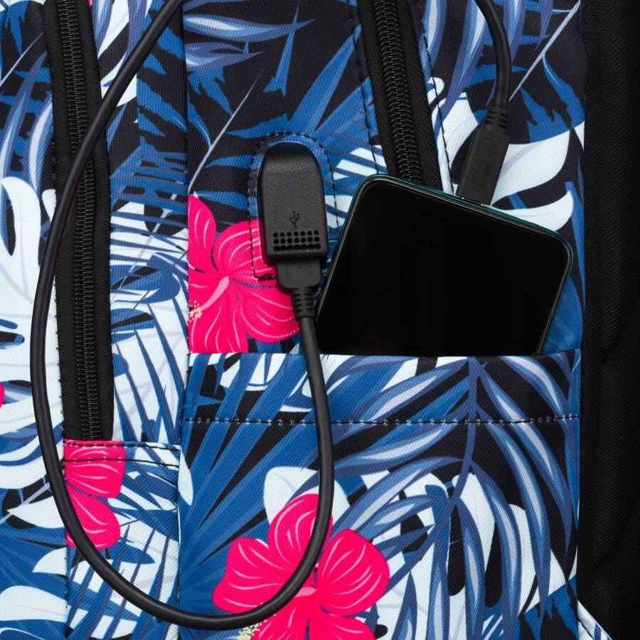 Polyesterrucksack mit Pflanzenmuster und großer Fronttasche – Peterson – Bild 10