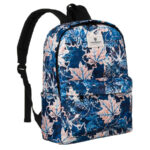 Schulrucksack mit blauen und rosafarbenen Blättern, verstellbare Schultergurte – Peterson