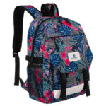 Sportlicher Schulrucksack mit Pflanzenmuster und Fronttasche – Peterson