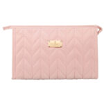 Rosa Damen Kosmetiktasche aus Öko-Leder mit Steppmuster – Peterson