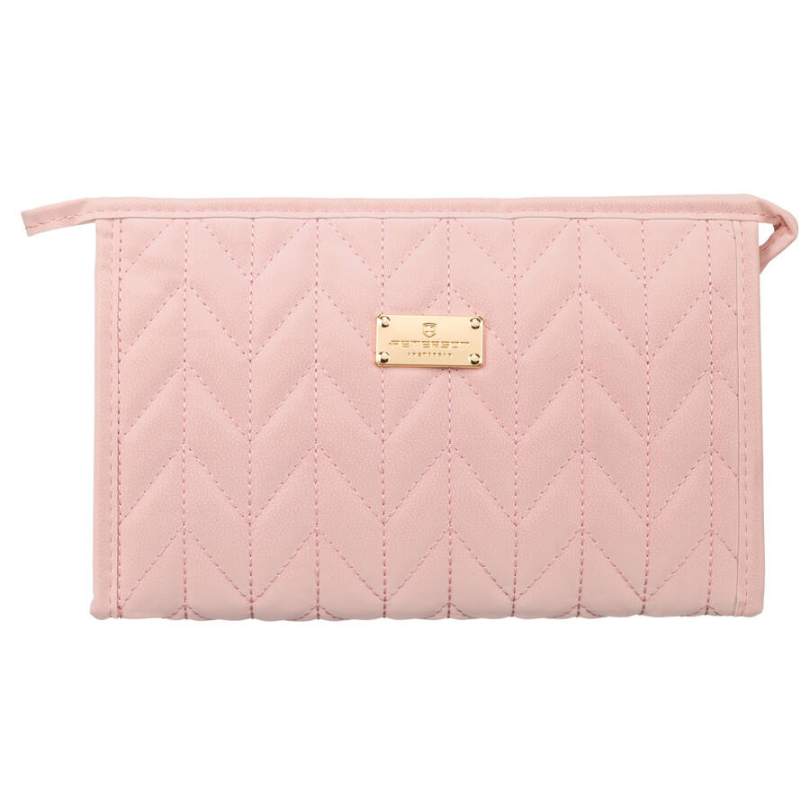 Rosa Damen Kosmetiktasche aus Öko-Leder mit Steppmuster – Peterson