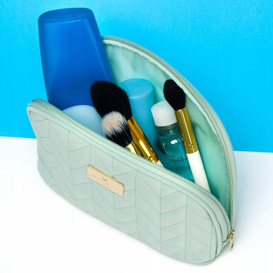 Praktische Damen Kosmetiktasche in Grün mit Fischgrätstruktur – Peterson – Bild 6