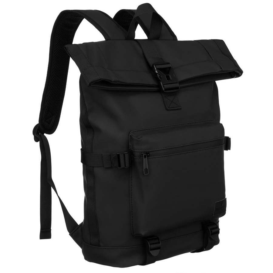 Großer City-Rucksack aus wasserabweisendem Material in Schwarz – Peterson