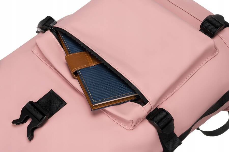 Rosa Sport-Rolltop-Rucksack mit Schnalle und Reißverschluss – Peterson – Bild 10