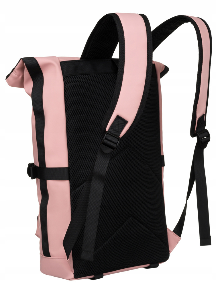 Rosa Sport-Rolltop-Rucksack mit Schnalle und Reißverschluss – Peterson – Bild 5
