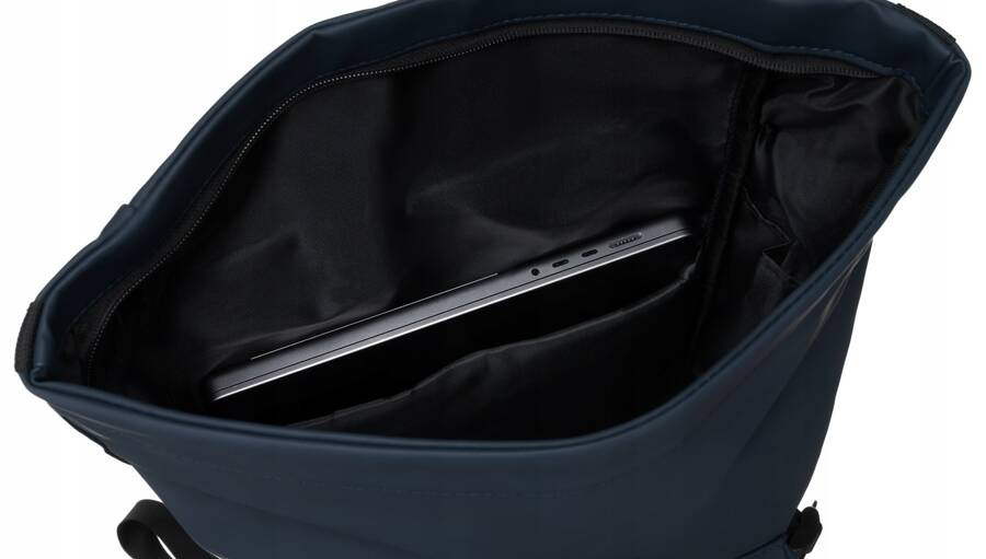 Geräumiger City-Rolltop-Rucksack in Dunkelblau mit Außentasche – Peterson – Bild 8