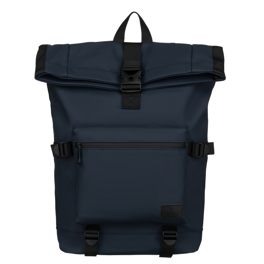 Geräumiger City-Rolltop-Rucksack in Dunkelblau mit Außentasche – Peterson – Bild 2