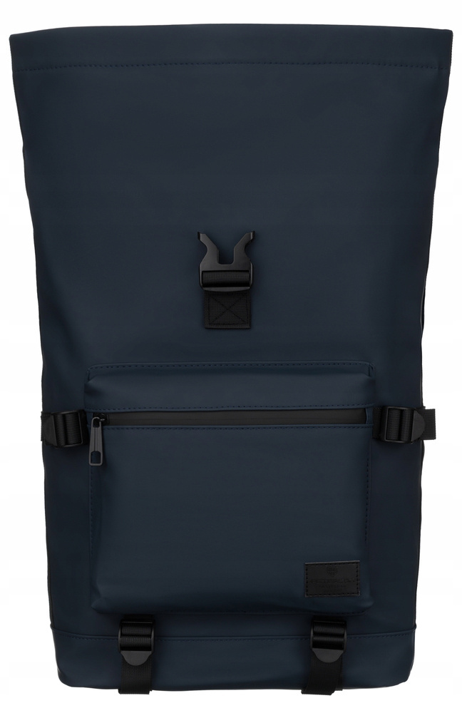 Geräumiger City-Rolltop-Rucksack in Dunkelblau mit Außentasche – Peterson – Bild 4