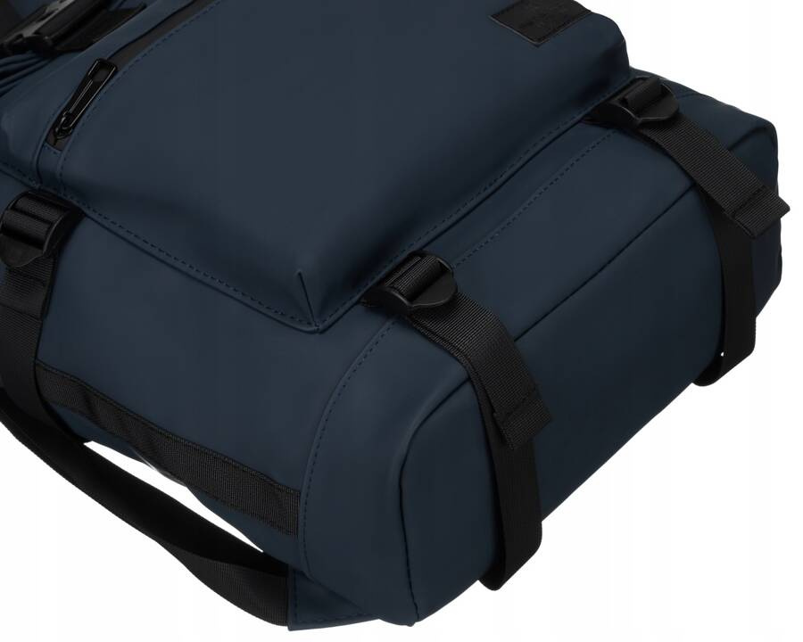 Geräumiger City-Rolltop-Rucksack in Dunkelblau mit Außentasche – Peterson – Bild 13