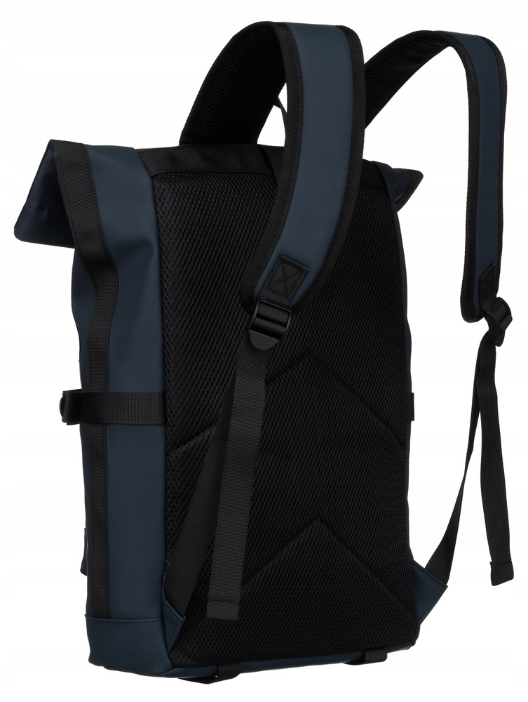 Geräumiger City-Rolltop-Rucksack in Dunkelblau mit Außentasche – Peterson – Bild 5