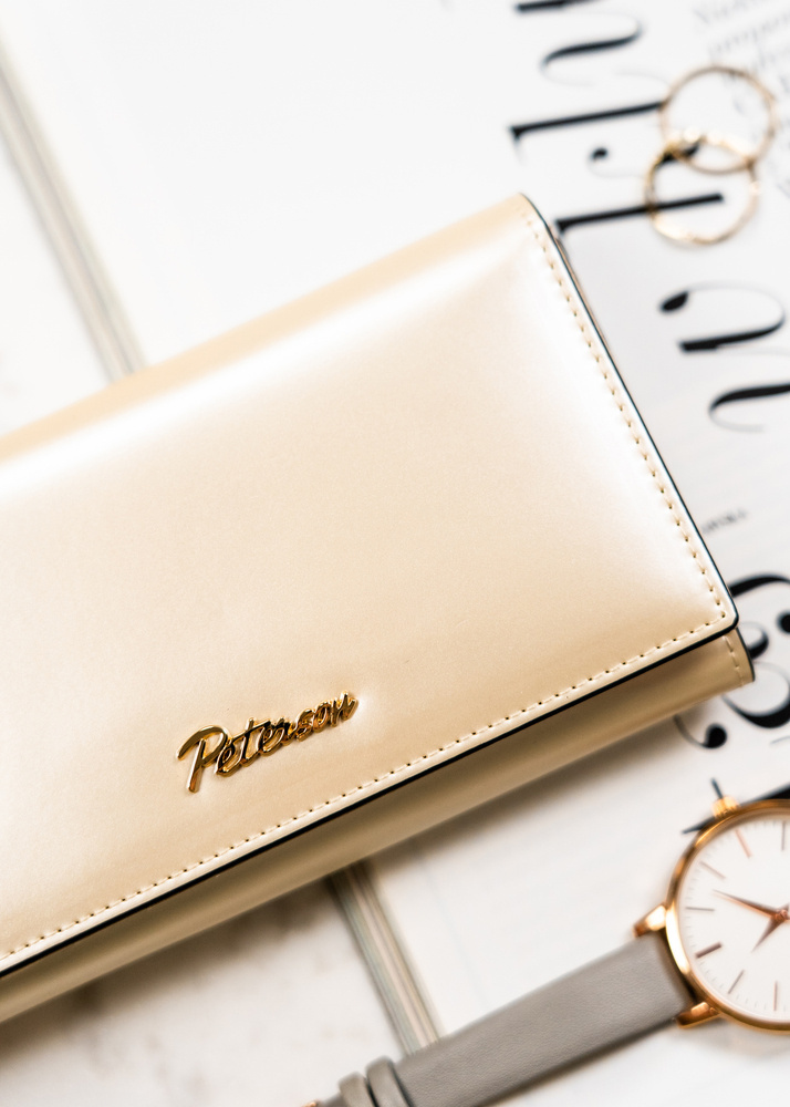 Klassische, elegante Damen Geldbörse in Beige mit Platz für Fahrzeugschein – Peterson – Bild 3
