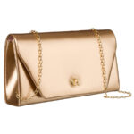 Klassische Damen Clutch in Gold mit Kette – Rovicky