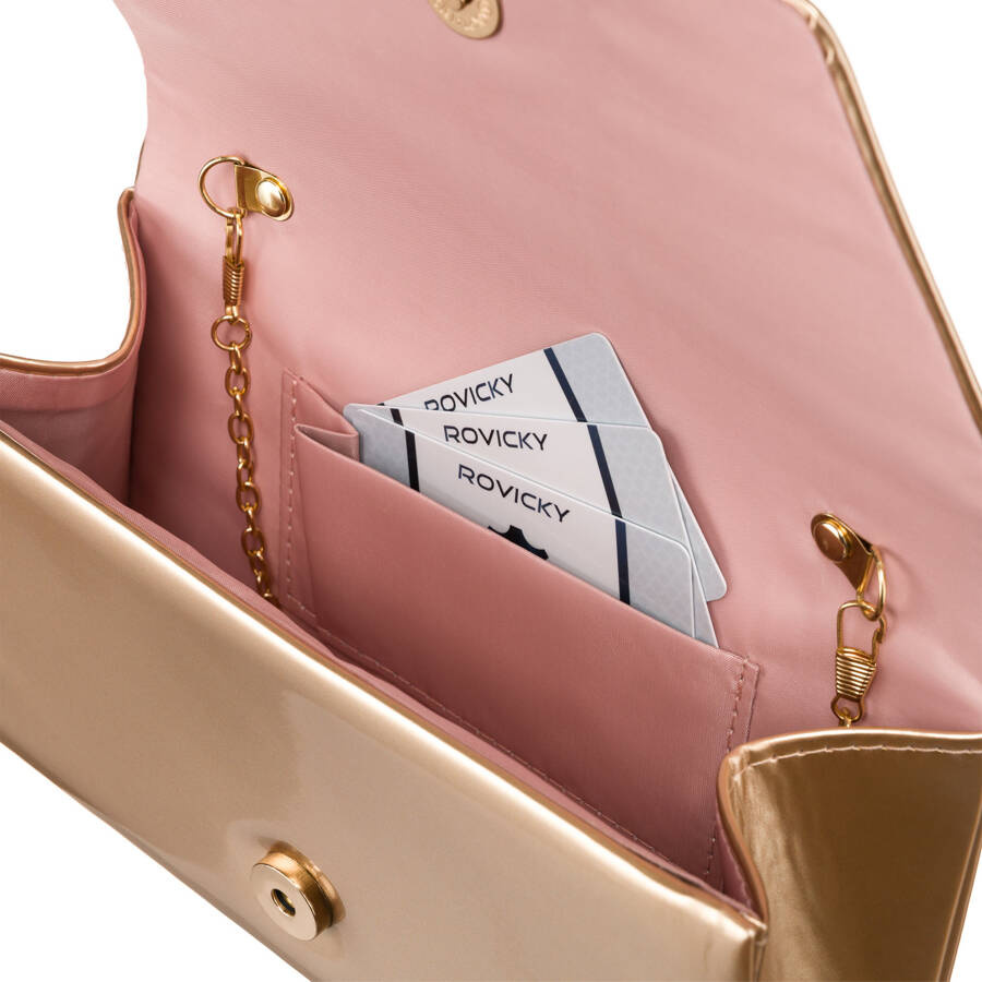 Klassische Damen Clutch in Gold mit Kette – Rovicky – Bild 6