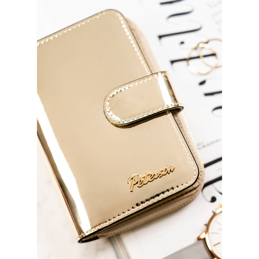 Elegante, kleine Damen Geldbörse in Gold aus echtem Leder – Peterson – Bild 5