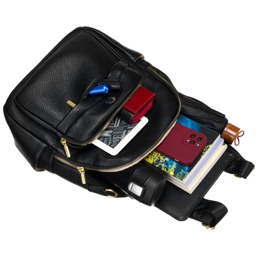 Damen-Rucksack mit Taschen in Schwarz – Rovicky – Bild 11
