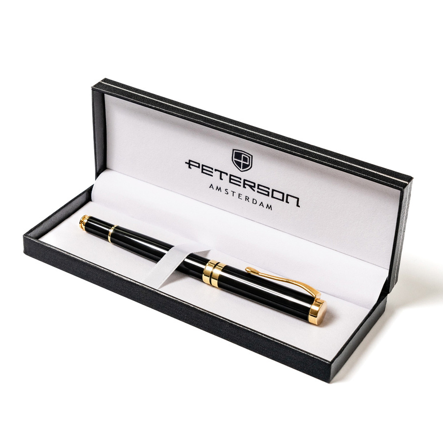 Eleganter schwarzer Kugelschreiber in Geschenkbox – Peterson