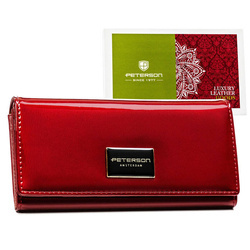 Rote Damen Geldbörse mit Münzfach und Druckknopf – Peterson