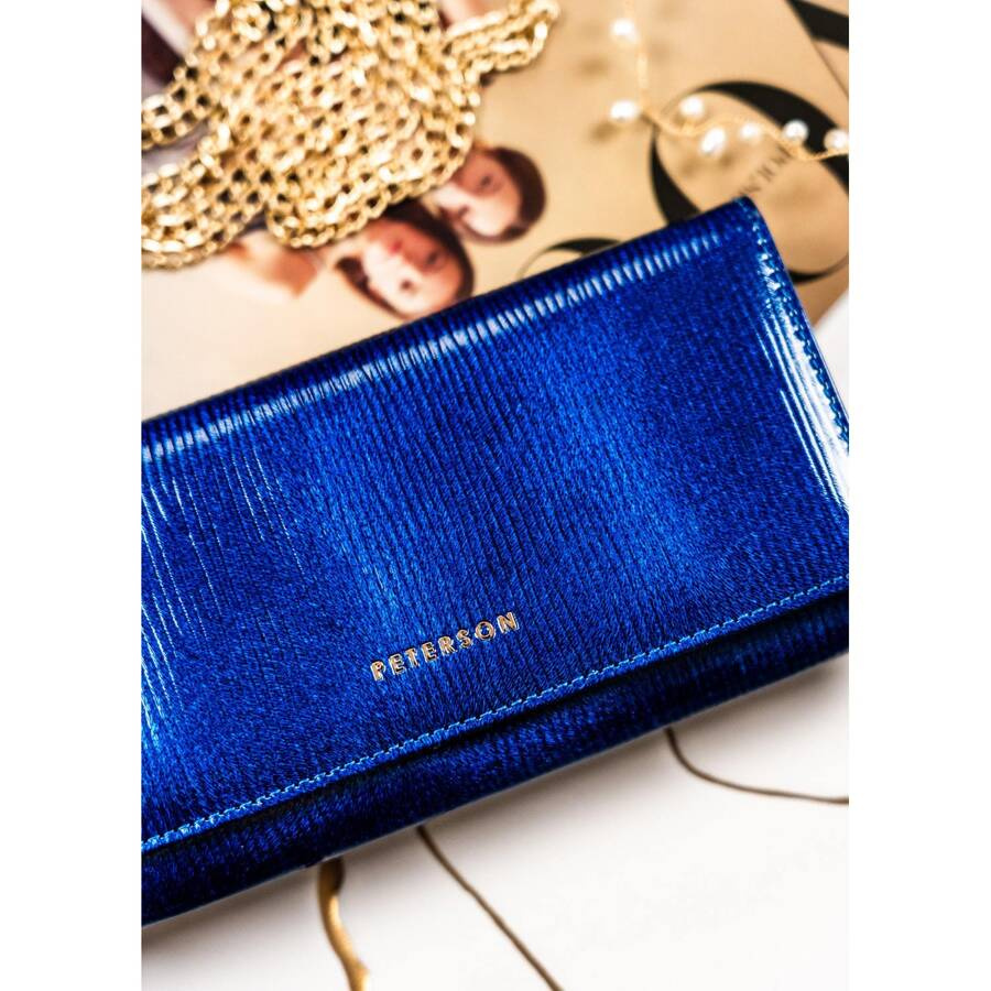 Damen Geldbörse aus Leder mit Fächern in Blau – Peterson – Bild 5