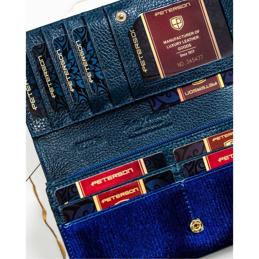 Damen Geldbörse aus Leder mit Fächern in Blau – Peterson – Bild 10