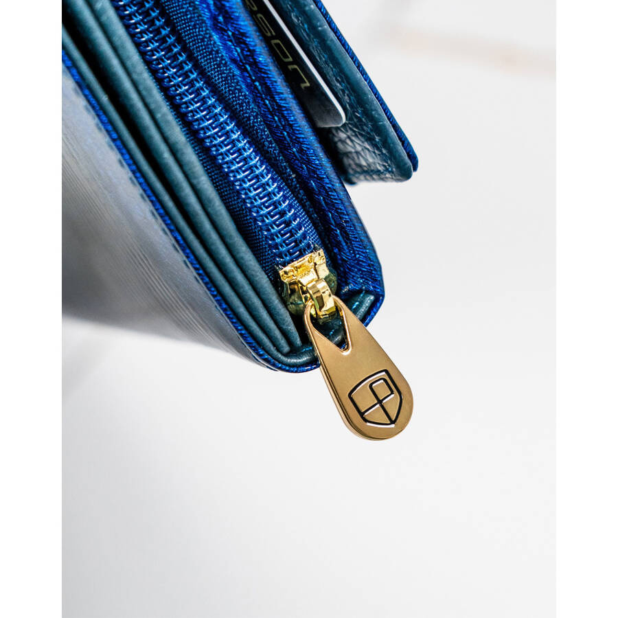 Damen Geldbörse aus Leder mit Fächern in Blau – Peterson – Bild 14
