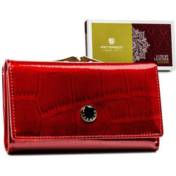 Elegante rote Damen Geldbörse mit Druckknopf und Bügelverschluss – Peterson