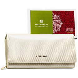 Elegante Damen Geldbörse aus Echtleder in Beige mit Fahrzeugscheinfach – Peterson