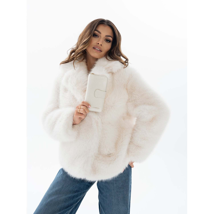 Elegante beige Damen Geldbörse aus Leder mit zartem Muster – Peterson – Bild 6