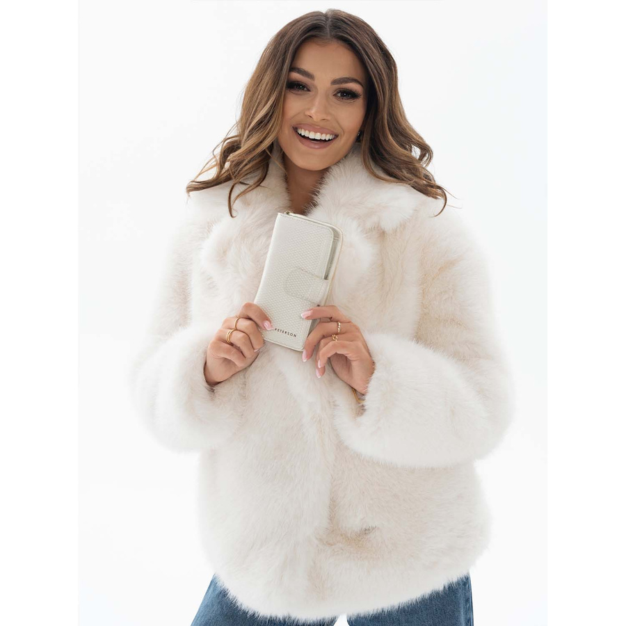 Elegante beige Damen Geldbörse aus Leder mit zartem Muster – Peterson – Bild 8