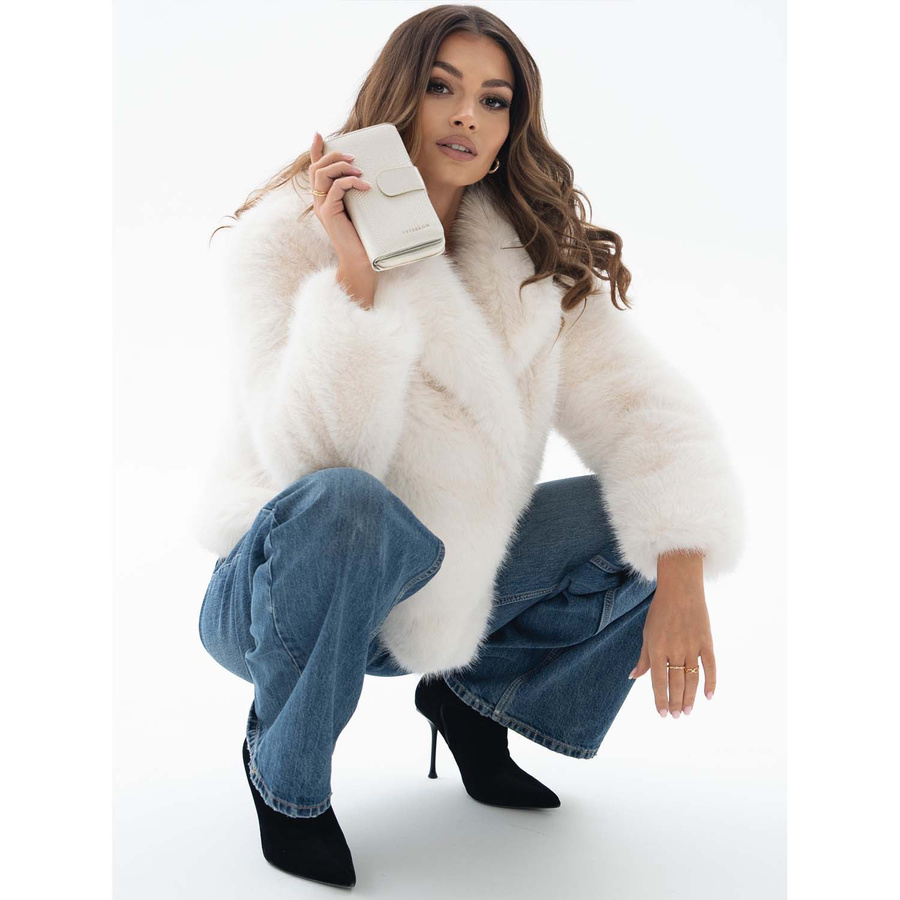 Elegante beige Damen Geldbörse aus Leder mit zartem Muster – Peterson – Bild 7