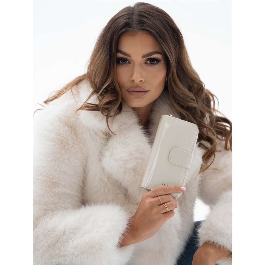 Elegante beige Damen Geldbörse aus Leder mit zartem Muster – Peterson – Bild 10