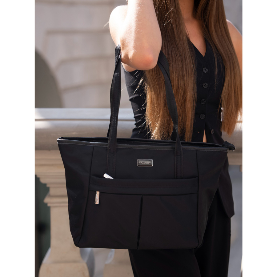 Stilvolle Damen Shopper Tasche in Schwarz – Peterson – Bild 3