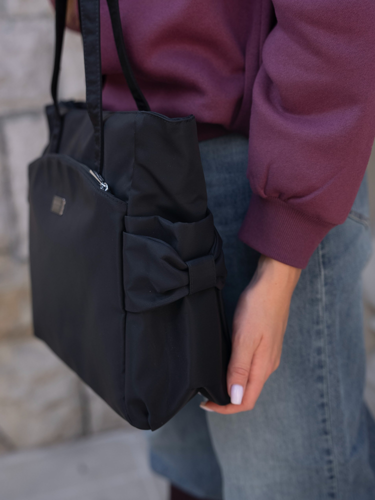 Schwarze Shopper Bag Damen Tasche passend für A4 – Peterson – Bild 12
