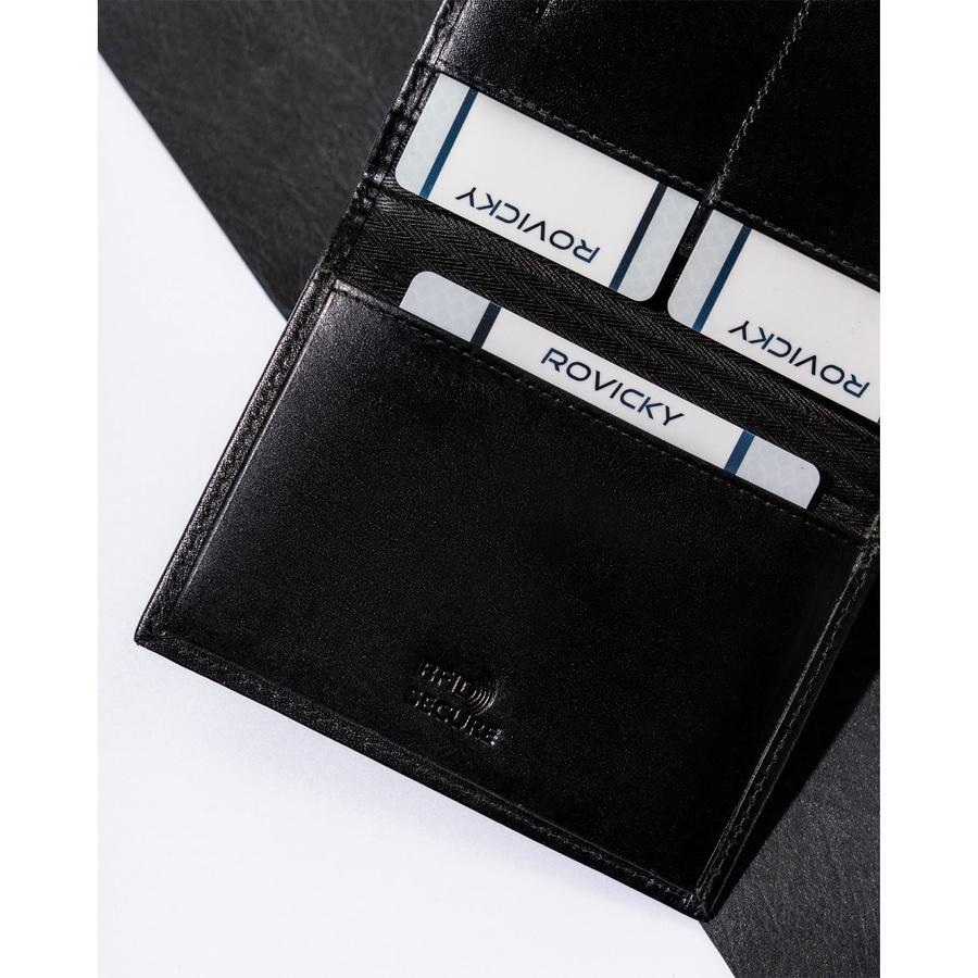 Klassische Herren Geldbörse in Schwarz im Hochformat – Rovicky – Bild 9
