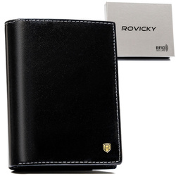 Schwarze Herren Geldbörse aus echtem Leder mit RFID – Rovicky