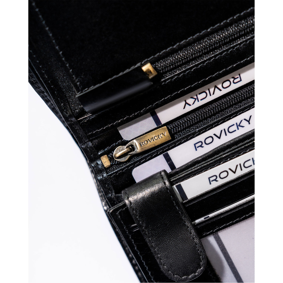 Schwarze Herren Geldbörse aus echtem Leder mit RFID – Rovicky – Bild 10
