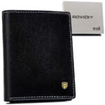 Elegantes Dokumentenetui aus Leder in Schwarz – Rovicky