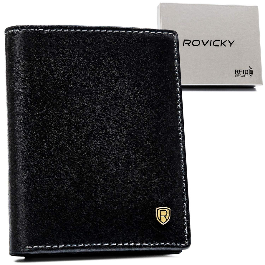 Elegantes Dokumentenetui aus Leder in Schwarz – Rovicky