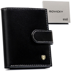 Elegantes Dokumentenetui in Schwarz aus Naturleder – Rovicky