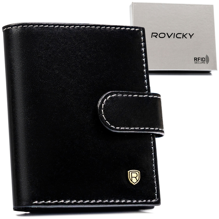 Elegantes Dokumentenetui in Schwarz aus Naturleder - Rovicky