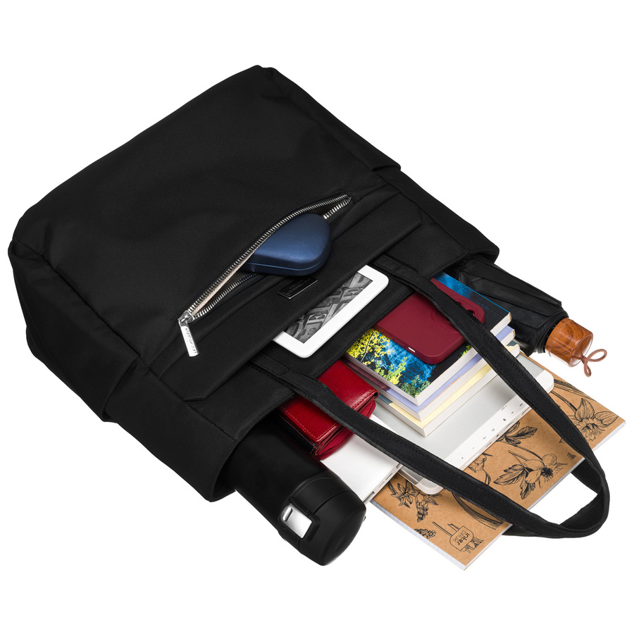 Praktische schwarze Damen Shopper Tasche für die Schulter – Peterson – Bild 12