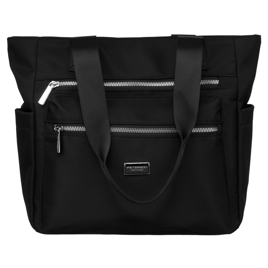 Große Nylon Damen Tasche in Schwarz mit bequemen Henkeln – Peterson – Bild 2