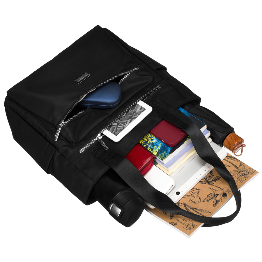 Große Nylon Damen Tasche in Schwarz mit bequemen Henkeln – Peterson – Bild 10