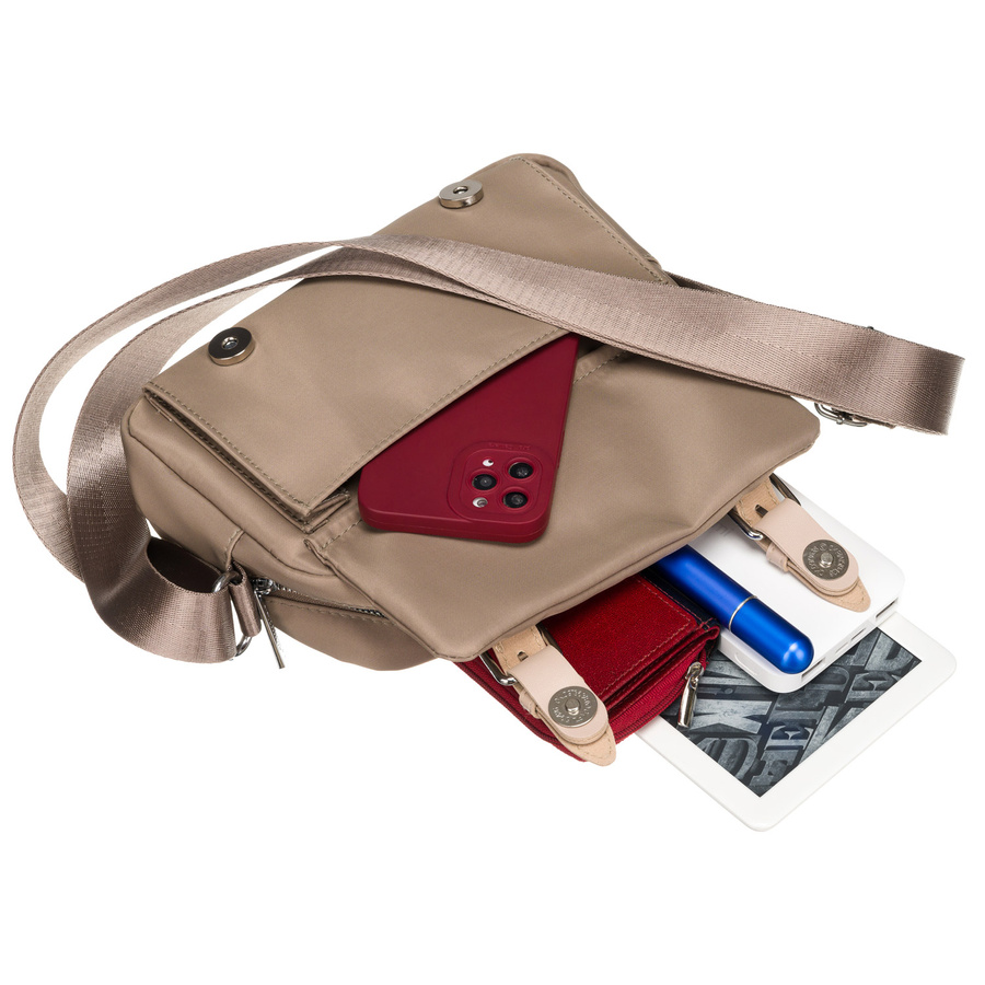 Kleine praktische Damen Umhängetasche aus Nylon in Beige – Peterson – Bild 8
